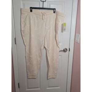 All in motion cream and white french terry jogger